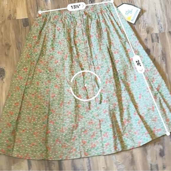 VTG 70s 80s NWT Ditsy Strawberry Print Pleated Midi Skirt - Picture 6 of 7